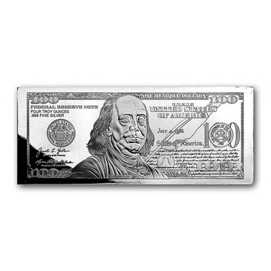 купить серебряную монету (банкнота) 100 dollars фото
