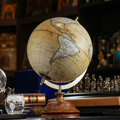 wow video Decorative globe "Sphere" on a wooden base from ITALFAMA