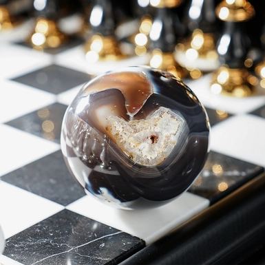 wow video Декоративна куля з агату косатка Amber Ice від Stone Art Designe (388 г)