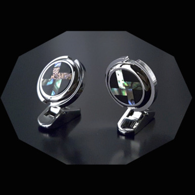cuff links with onyx and mother of pearl