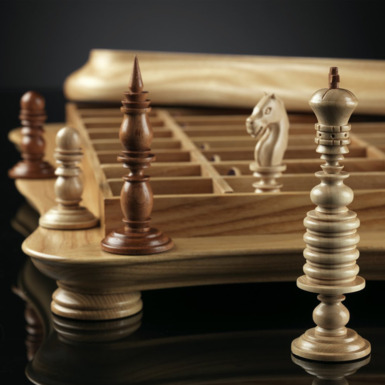 Natural wood chess