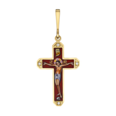крестик с красной эмалью