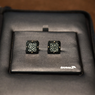 Baraka Abyss cufflinks from steel and stingray leather to buy 