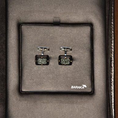 Baraka Abyss cufflinks from steel and stingray leather 