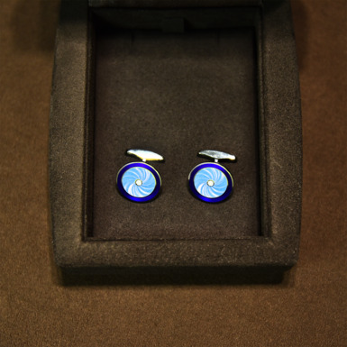 Men's cufflinks from Victor Mayer in white gold (bright blue enamel) to buy in Ukraine in the online store