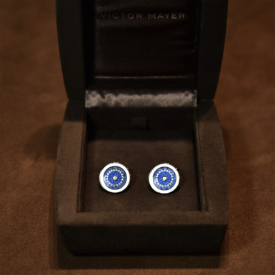 Men's cufflinks from Victor Mayer made from white gold (round) to buy