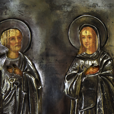 Раритетная икона в серебре "Святой Петр и Зинаида" купить в Украине в онлайн магазине