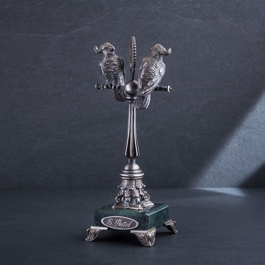 Серебряная фигура ручной работы "Попугаи на зеркале" - купить в интернет магазине