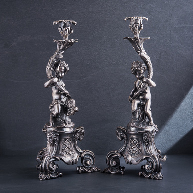 A pair of silver candlesticks "Cupids with vines" - buy in an online gift store in Ukraine