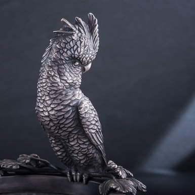 Серебряная конфетница ручной работы "Попугай" - приобрести в интернет магазине 