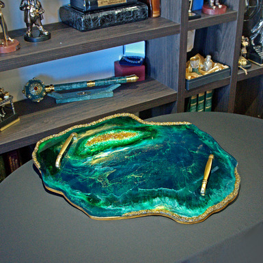 Handmade tray "Emerald Radiance" - buy in an online gift store 