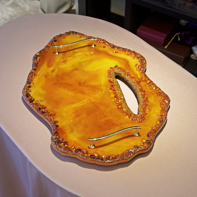Handmade tray with natural amber - buy in an online gift store in Ukraine