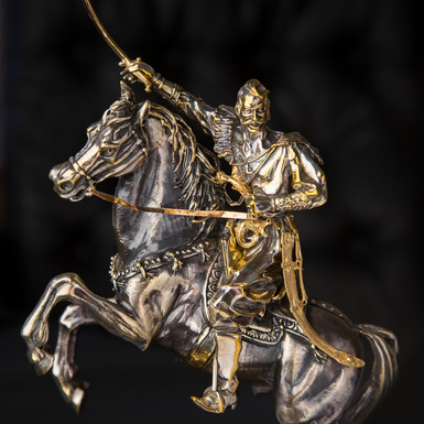 ексклюзивний подарунок статуетка «Козак на коні» з латуні купити 
