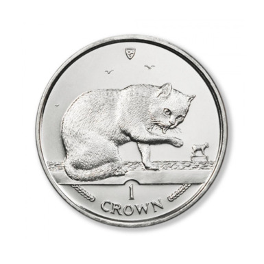 серебряная монета british cat