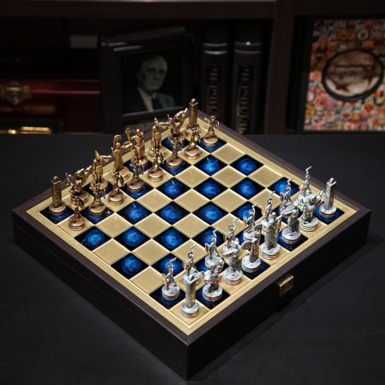 Manopoulos Greek Mythology Blue chess set - buy in an online 