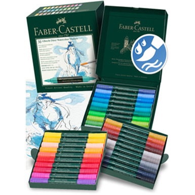 Набор акварельных маркеров от немецкого бренда Faber-Castell  (30 цветов) - купить в интернет магазине подарков в Украине