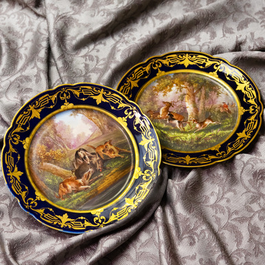 Декоративні парні тарілки «Полювання» Франція, початок ХХ століття - купити в інтернет магазині подарунків 