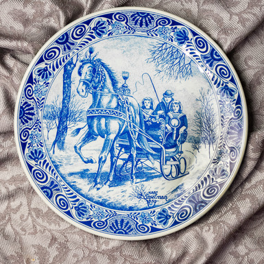 Декоративная тарелка «Упряжка с санями» Голландия,  Маккум, 1940-1960 гг - купить в интернет магазине подарков