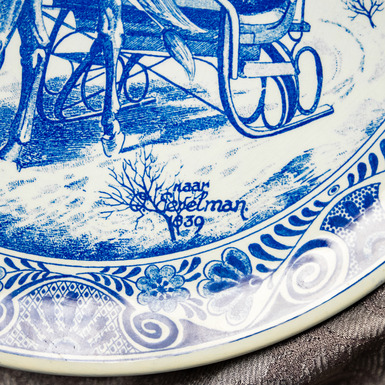Декоративная тарелка «Упряжка с санями» Голландия,  Маккум, 1940-1960 гг - купить 