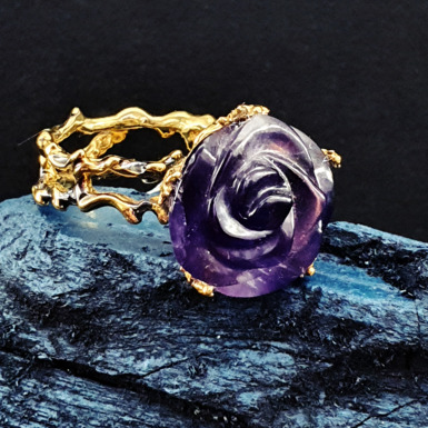 кольцо purple rose серебро позолота черный родий