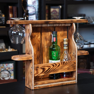 Настінна дерев'яна підставка ручної роботи для напоїв