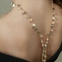 Necklace "ANGEL GOLD" with pearls, agates and quartz
