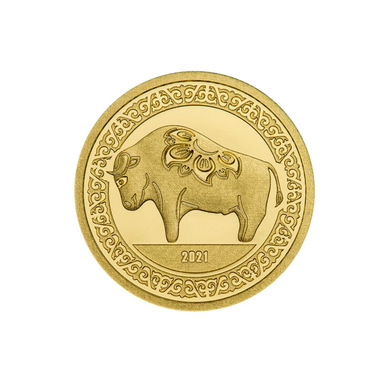 Золотая монета  "2021 год быка"