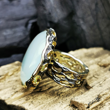 серебренное кольцо с позолотой 